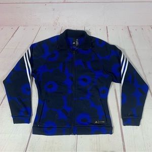 Adidas Originals Marimekko Track Jacket Zip Up Flower Floral Print Small Blue